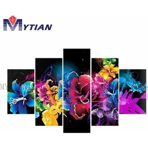 MYTIAN 5D DIY Diamond Painting"Colorful Flowers"Full Square Diamond Multi-Picture Combination Cross Stitch Kits Home Decor Gift
