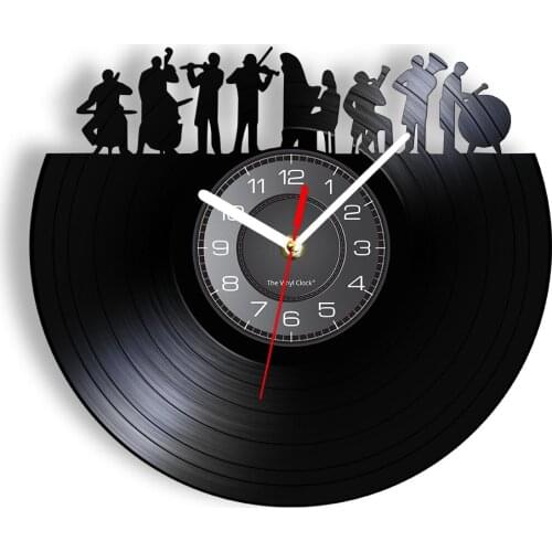 Orchestra Classical Music Vinyl Record Wall Clock Musicians Home Decor Watch Symphonic Band Live Music Album Record Wall Clock