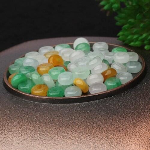 Natural jade Emerald Tri Color 6mm Bead Accessories DIY Bangle Charm Jewellery Fashion Hand-Carved Luck Gifts