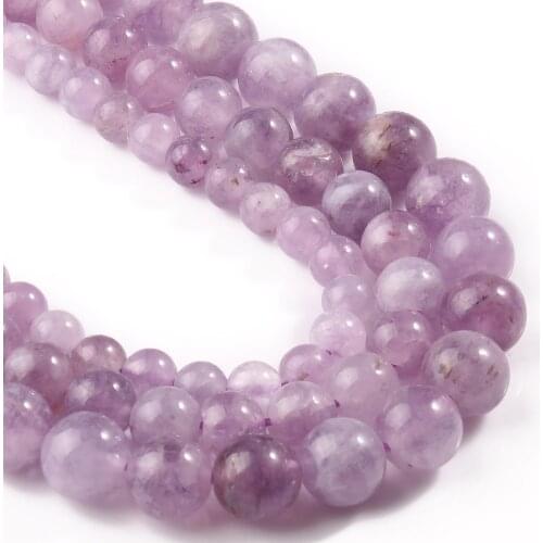 Natural Light Purple Amethysts Crystal Round Beads for Jewelry Making DIY Handmade Bracelet 6 8 10mm Loose Angelite stone Beads