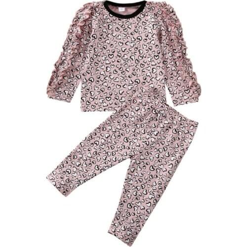 1-6 Years Toddler 2pcs Outfits Baby Girl Leopard Print T-Shirt Top+Pants Trousers Outfit Cotton Kids Girls Clothes Set