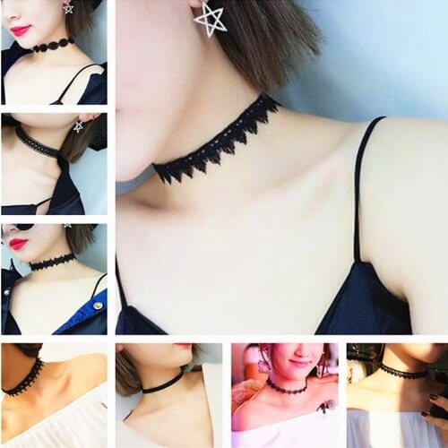 Gothic Punk Choker Necklace Black Velvet Lace Flower Steampunk Torques Party Jewelry Neck Accessories Chokers Collares Gifts