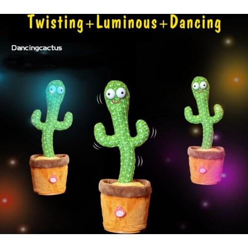 Plush Cactus Plushie Cute Kawaii Soft Plants Dancing Singing English Songs Swing Answer Read Lighting Baby Educational Kids Toys