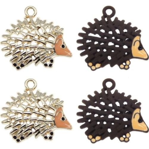 4pcs/pcs Hedgehog Animals charms For jewelry making Enamel Alloy Drop Earrings Pendant Fashion Home Dec Brooch Pins Keychain DIY