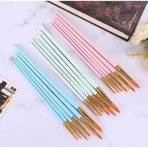 6Pcs Professional Spike Painting Brushes Nylon Hair Watercolor Gouache Paint Brush Fine Tip Artistic Tool