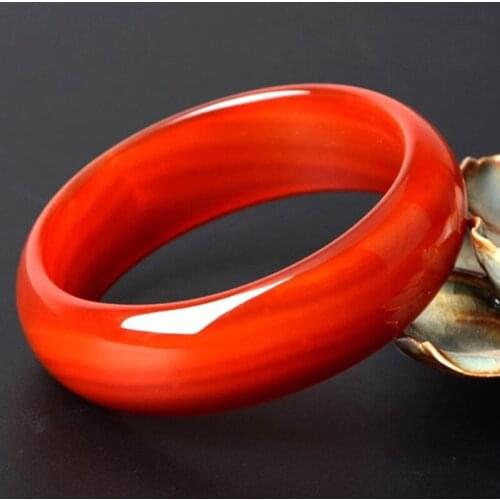 Drop shipping Natural Jades Red Chalcedony Bracelet Round Attractive Widened Bracelet Bangle Gift for Womens Jades Jewelry