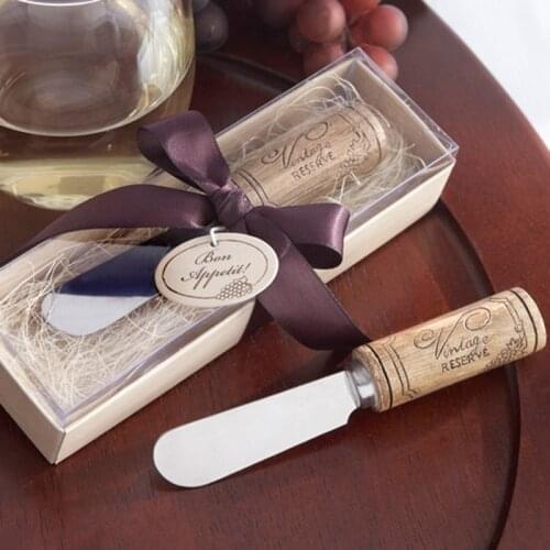 Stainless Steel Spreader with Wine Cork Handle 100PCS/LOT Cheese Spreader Bridal Shower Wedding favors and gifts Free shipping