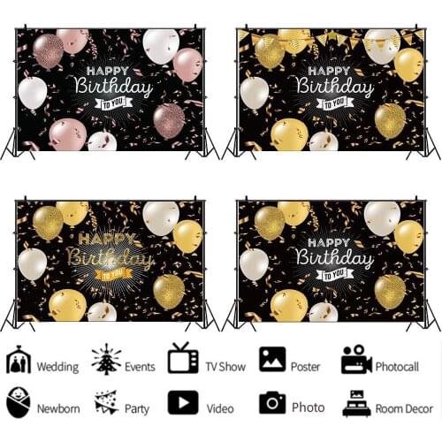 Romantic Colorful Balloons Wish Happy Birthday To You Background Girl Party Decoration Photography Studio 3D Digital Backdrop