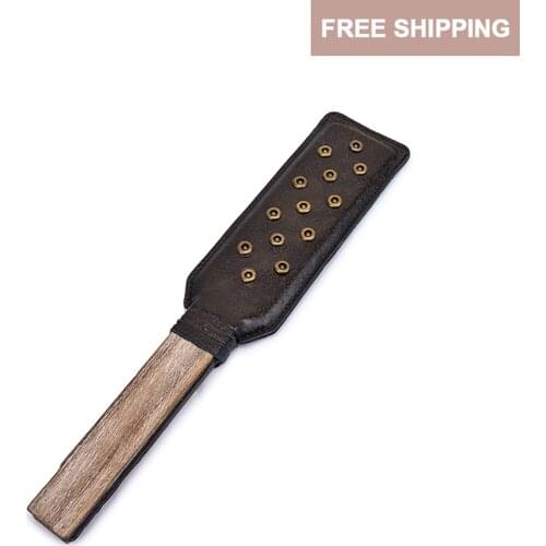 Sex Toys BDSM Retro Leather Wooden Handle Rivet Skin Fetish Fetish Sex Toys For Women Adult Games Spanking Bound Slapping