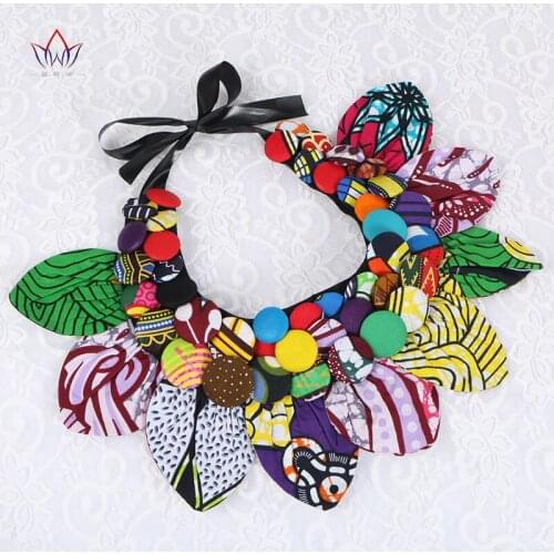 2017 Ankara Button Bib Button Earrings Statement Necklace Tribal Necklace Handmade Flower Shape African Jewelry WYA063