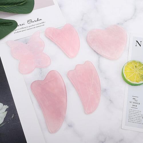 Rose Quartz Jade Guasha Board Natural Stone Scraper Tools For Face Neck Back Body Pressure Therapy Wrinkle Remover Beauty Care