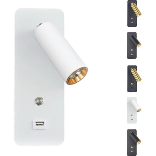LED Wall Lamp,Rotatable Lndoor Bedside Lamp with USB Charge Interface for Hallway/Bedroom/Stairs