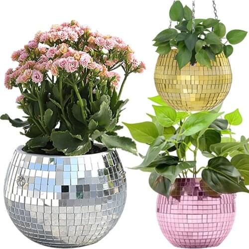 20cm disco ball Flower pot Reflective sling home garden pots planters Hook outdoor planters flowerpot balcony decorations bonsai