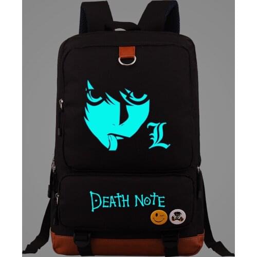 New Luminous Death Note Boys Girls Kids School Book Bags Women Bagpack Teenagers Patchwork Canvas Men Laptop Travel Backpack