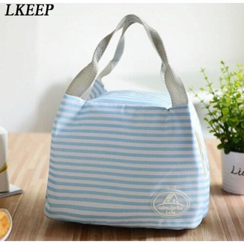 Stripe Printed Tote Thermal Bag Black Waterproof Oxford Beach Lunch Bag Food Picnic Bolsa Termica Women Kid Men Cooler Bag New