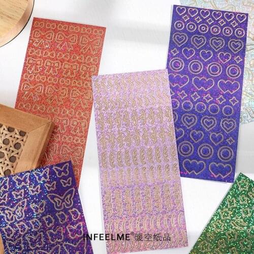 1 Sheet Bling Glitter Bow Ribbon Heart Stars Decorative for Phone for Pods Notebook Diary Decoration