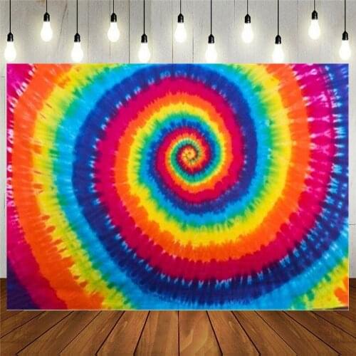 Hanging Bedroom Hippie Psychedelic Tie Dye Aesthetic Colorful Wall Decoration For Living Room Vinyl Backdrop Dorm Rainbow