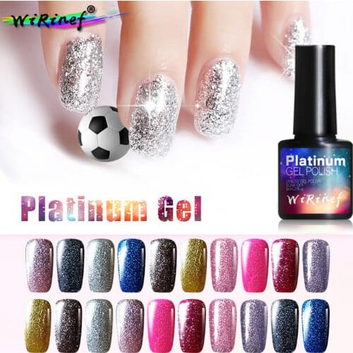 WiRinef New Glitter Platinum Uv Nail Gel Polish 10 Colors Gel Nail Lacquer UV LED Bright Shining Glue Nail Polish