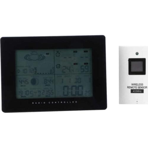 WS5019 Thermometer Hygrometer Battery Power With Clock RF 433MHz Wireless Digital Temperature Humidity Meter Home Accessory