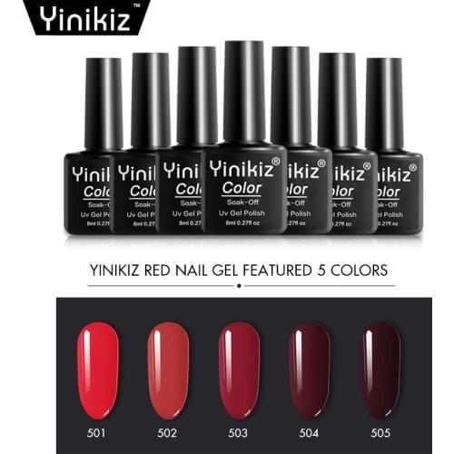 Yinikiz Red Series Nail Art Design Manicure Gule 8Ml Soak Off Enamel Gel Polish UV Gel Nail Polish Lacquer Varnish