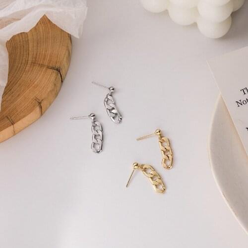 Temperament Gold Silver Color Link Chain Earrings for Women 2020 Metal Alloy Linked Chain Long Dangle Earrings Bijoux Femme