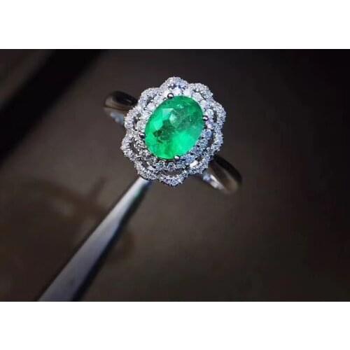 Big size charming green emerald gemstone ring women silver ring fine jewelry natural real gem 925 sterling silver ring gift new