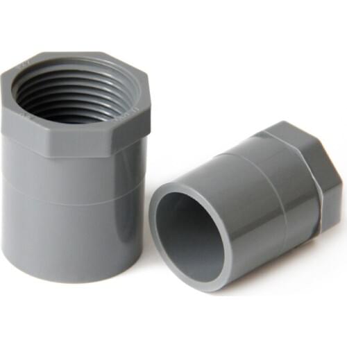 1/2" 3/4" 1" 1-1/4" 1-1/2" BSP Female Thread x 20mm 25mm 32mm 40mm 50mm ID Socket Gray PVC Pipe Fitting Water Connector