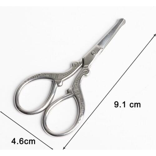 1pc Round and Tip Head Stainless Steel Scissor Vintage Safe Useful Scissors Embroidery Sewing Scissor Household Needlework Tools