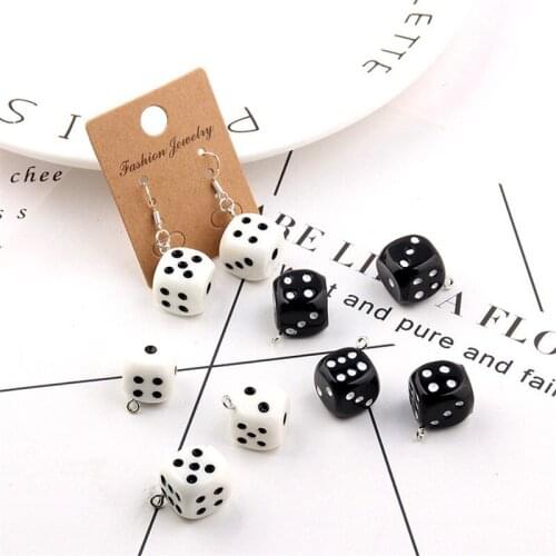 10 BULK Dice Charms Resin Cube Square Beads Charm for DIY Cabochon, Crafting Game Jewelry 15mm Vegas Gambling Die Charms Dice Y3