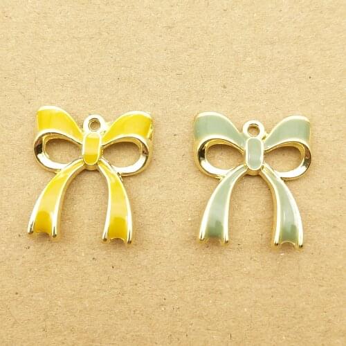 10pcs 17x19mm enamel bowknot charms for jewelry making and crafting cute earring pendant necklace bracelet charms