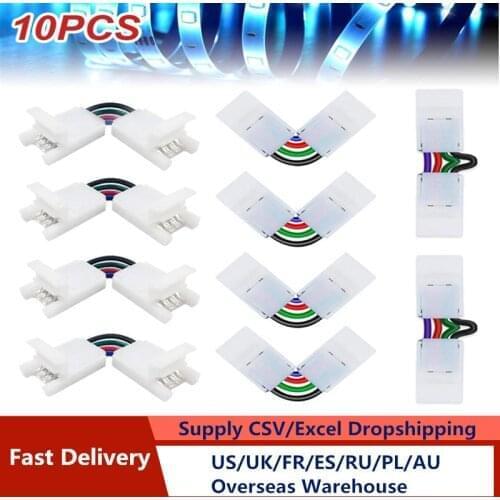 10pcs L-Shape Connector 4Pin 10mm Angle Adjustable Connector for 3528/5050 SMD RGB LED Strip Lights 90 Degree Corner