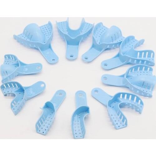 Dentist Product Denture Impression Trays Assorted Perforated Plastic Full Sizes For Dental Lab