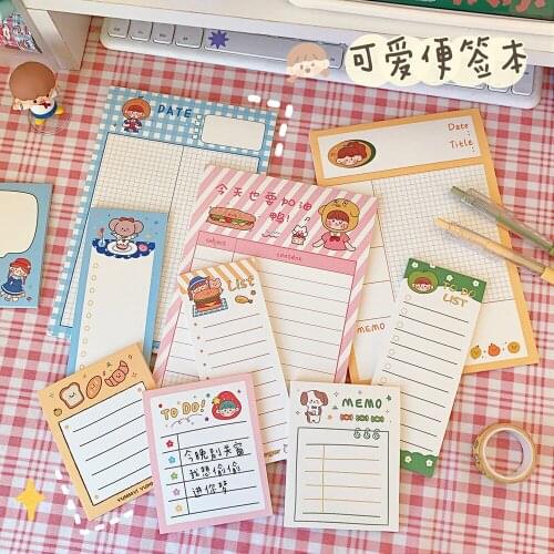3pcs/pack 90sheets korea cute cartoon bear memo pad kawaii sticky notes to do list check notepad message paper school stationery