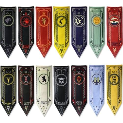 46x150cm Stark Flag HQ Satin Home Decoration Banner 13 Design Dragon Wolf Lion Bear Printed Party KTV Bedroom Game Decor Flags