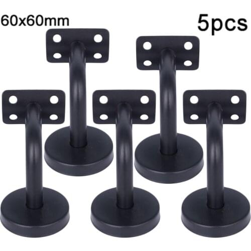 5pcs/Set 60x60mm Stair Bannister Handrail Bracket Guard Wall Supporting Curved End Cap Flat Household Hardware