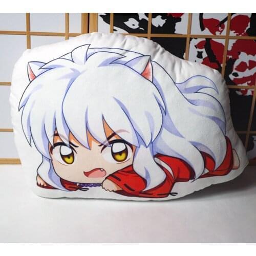 Anime Inuyasha plush pillow toy short plush Inuyasha stuffed cute doll double sided pillowcase toy gift