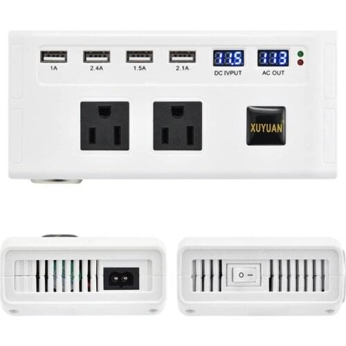 200W Car Power Inverter DC 12V to AC 110V/220V Voltage Converter Short Circuit Automatic Protection Auto USB Inverter