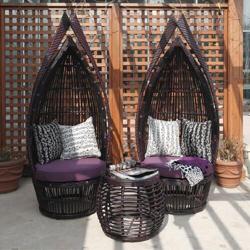 Freeshipping Lounger Outdoor Rattan Sofa Lying Bed Balcony Villa Outdoor PU Rattan Chairs Sets