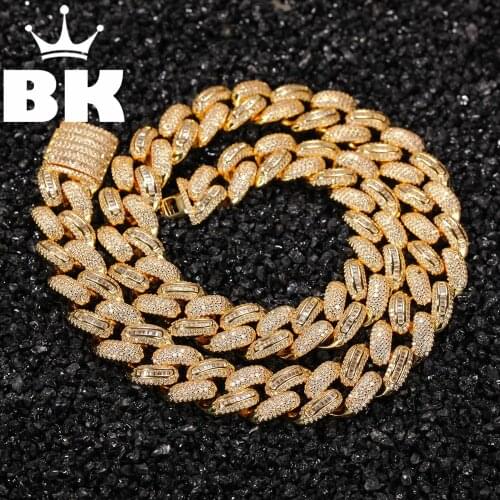 THE BLING KING 15.5mm Bagnette Mix Zircon Miami Top Quality Hiphop Necklace Luxury Full Iced Out CZ Jewelry For Men Women Dro