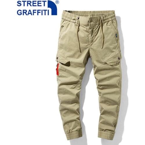 New Men Tactical Cargo Pants Mens Cotton Multiple Pocket Joggers Hip Hop pants Men street fashion Tie feet Breathable Trousers