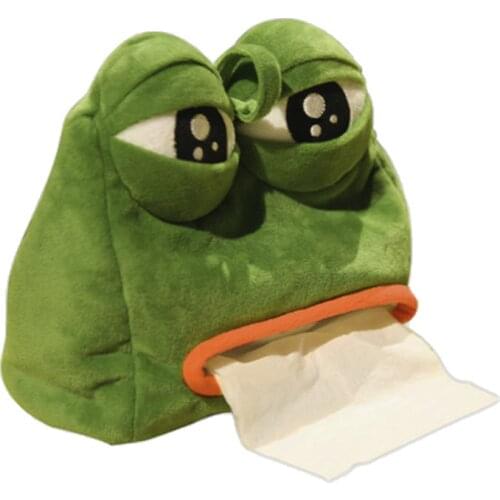 Sad Frog Tissue Box Drawer Paper Tissue Cover Plush Tissue Box Cover Holder Case