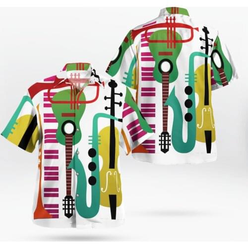 Jazz 3D Printed Beach Hawaiian 2021 Summer Shirt Short Sleeve Shirt Streetwear Oversized 5XL Camisa Social Chemise Homme F12