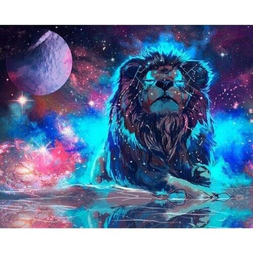 Kexinzu Full 5D DIY Square Diamond Painting Cross Stitch-Lion moon-3d Round Embroidery Mosaic Resin Home Decor Gift W1555