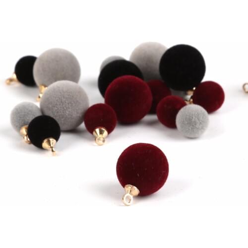 10pcs 8/12mm Round Pompom Beads Top Loop Earrings Charms Bracelet Necklace Findings Loose Pom Pom Charm Beads Diy Jewelry Making