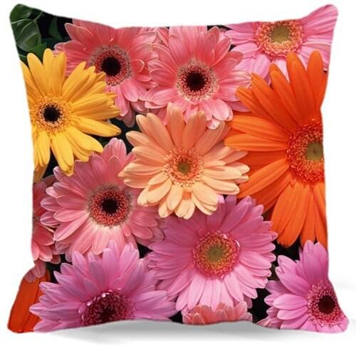 Square Pillow Case Bedding car sofa home decoration Cushion cover 16" 18" 19" 20" 24" 9 style Pink White Chrysanthemum