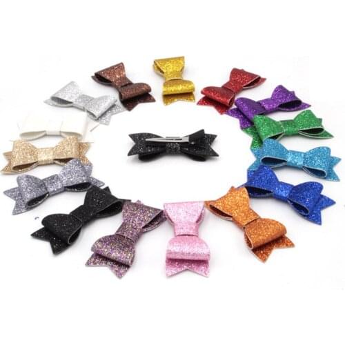 15pcs/lot Fashion Girls Wholesale Hair Bows Bestseller Glitter Felt Hair Clips Bowknot Shining Barrettes Girls Hairpins