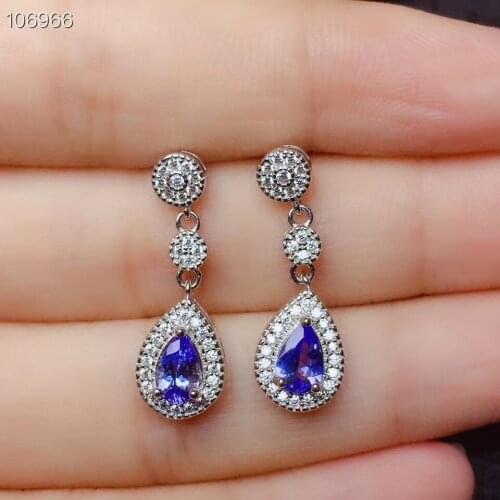 Fashion Earring 100% Natural And real Tanzanite Earrig 925 sterling silver Earring Natural Tanzanite earring