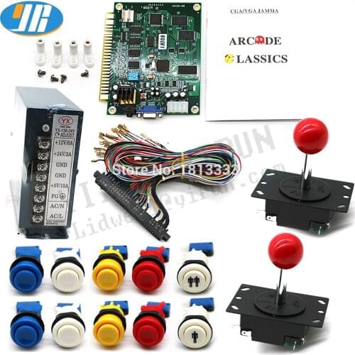 Classic Jamma 60 In 1 Arcade Multi Game Board DIY Kit With Joystick Push Button Power Supply For 2 Player Set