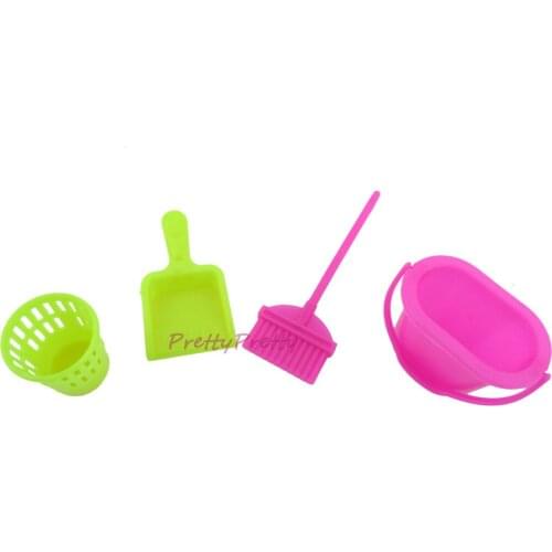 One Set Princess Doll Fashion Furniture Funny Toys Dolls Cleaning Kit For Barbie Dolls Household Cleaning Tools Baby Toys
