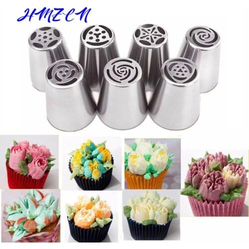 Stainless Steel Russian Tulip Icing Piping Cake Nozzles Pastry Decoration Tips Cake Decorating Fondant Baking Accessories 7PCS